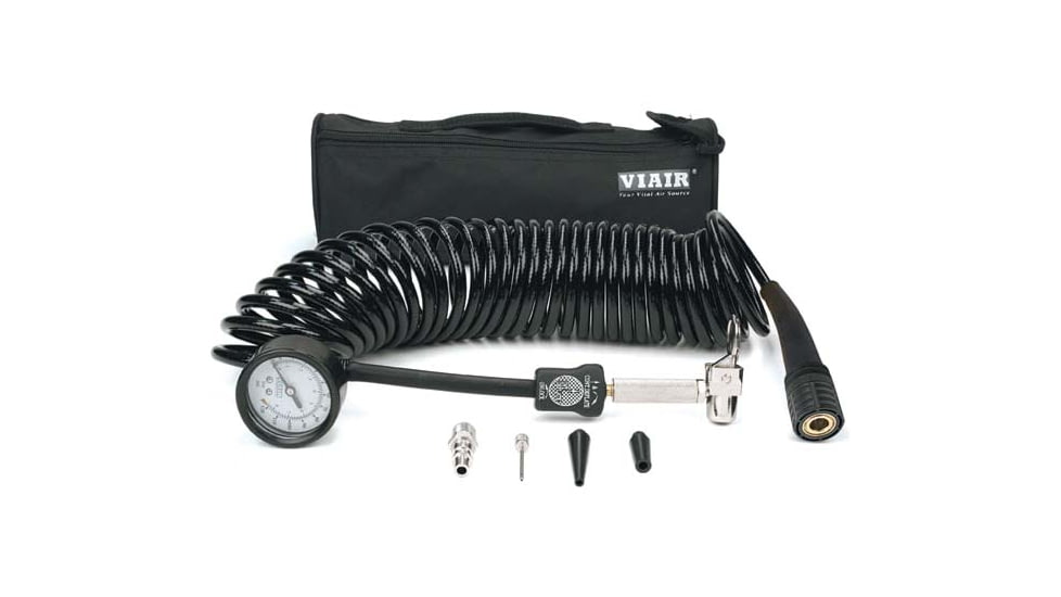 VIAIR 5-in-1 Inflator/Deflator Coil Hose, Braided, 100 PSI Gauge, 00028