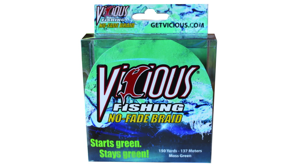 Vicious No-Fade Braid 40lb 150yd Moss Green Spool 8-Carrier Diameter .009in, NBPG40