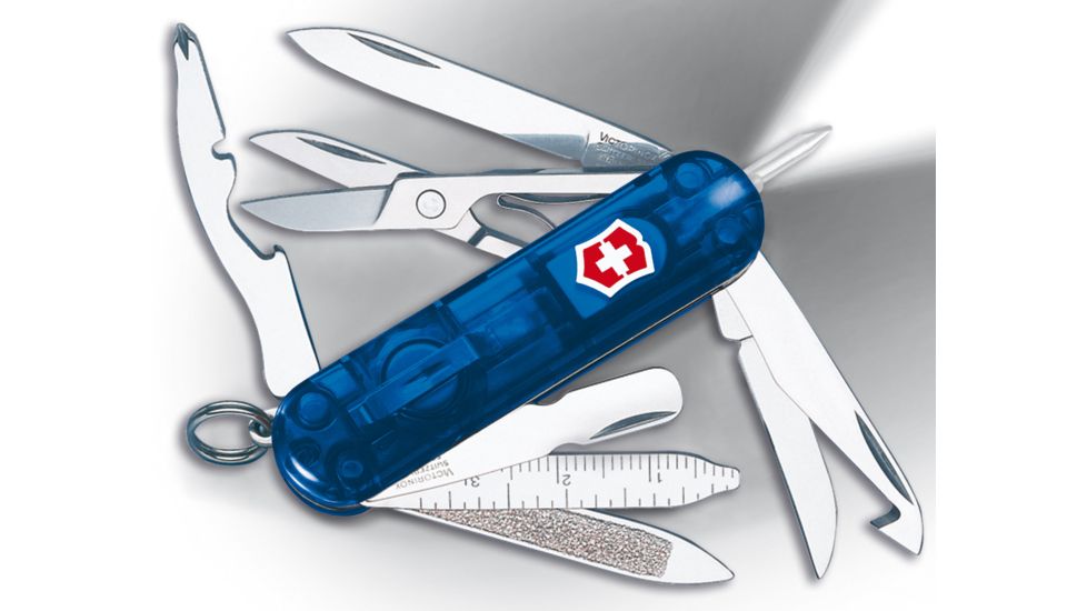 Victorinox Midnite MiniChamp Swiss Army Knives, Colors Victorinox Midnite MiniChamp Translucent Swiss Army Knives Sapphire