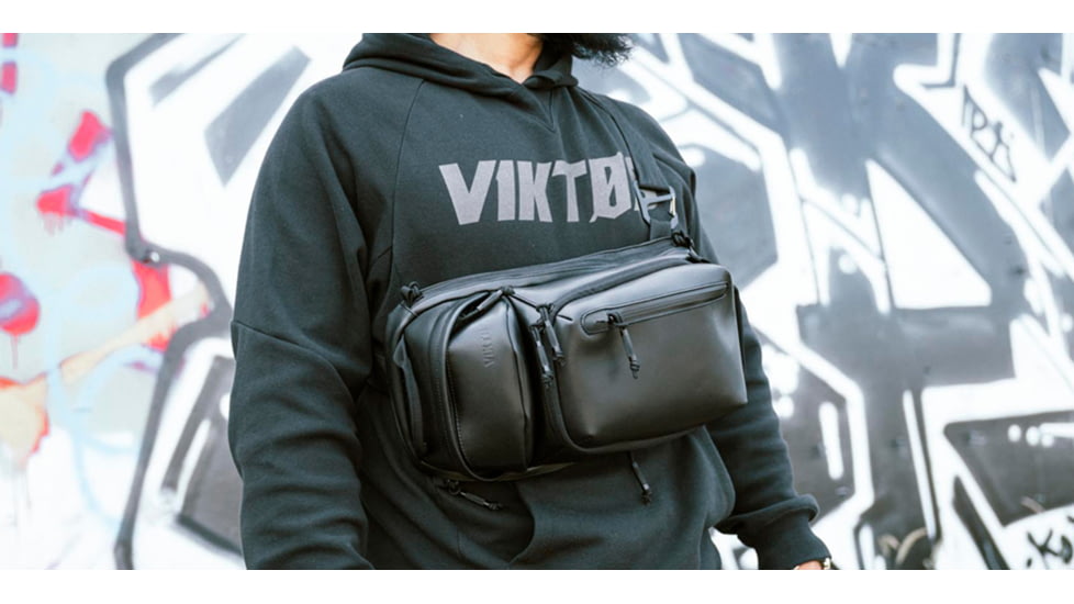 Viktos Upscale 3 Leather SlingBag, Black, 15x7x5 inch, 2102401