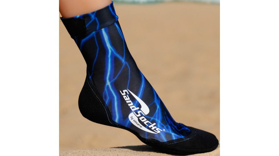 Sand Socks Soft Soled Watersport Sock - Mens-Blue Lightning-Medium