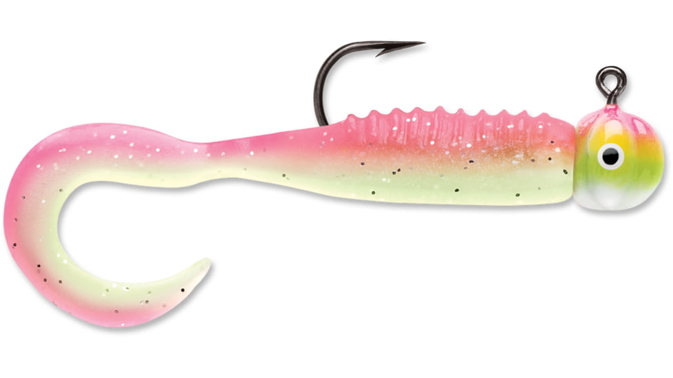 VMC Curl Tail Jig, Pink Chartreuse Glow, 1/16oz, CTJ116PCGL