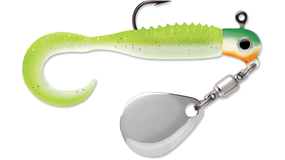 VMC Curl Tail Spin Jig, Green Orange Glow, 1/16oz, CTSJ116GOGL