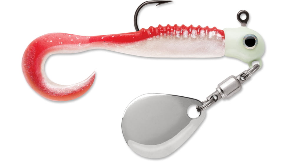 VMC Curl Tail Spin Jig, Red Pearl Glow, 1/16oz, CTSJ116RPRLGL