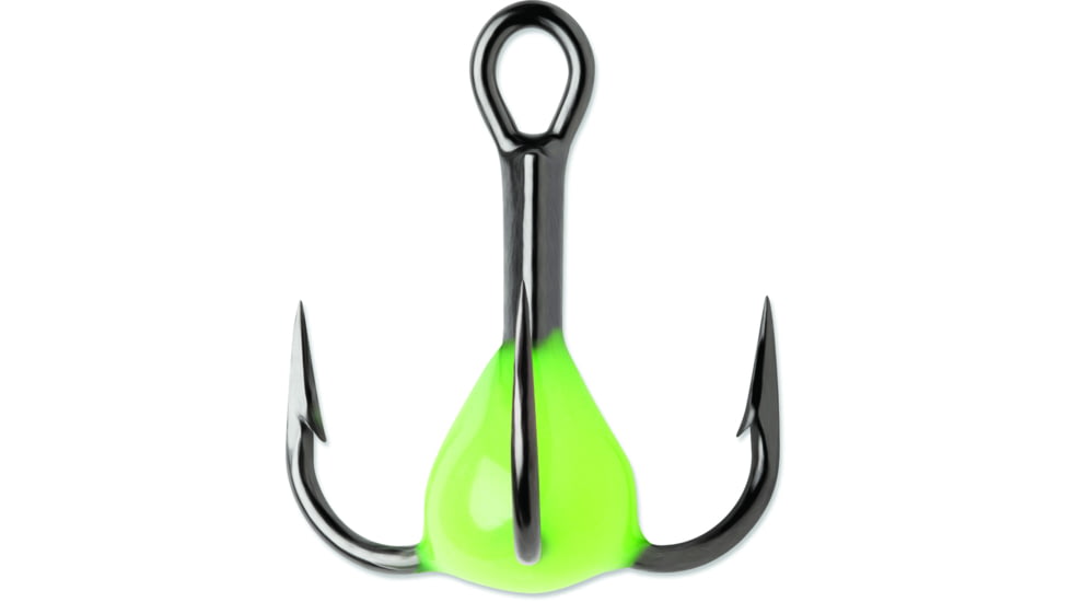 VMC Glow Resin Treble Hook, Black Nickel, 1x, Glow Chartreuse, Size 6, Pack Of 2, GRT6GLCHPP