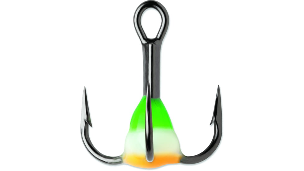 VMC Glow Resin Treble Hook, Black Nickel, 1x, Green Orange, Size 6, Pack Of 2, GRT6GOGLPP