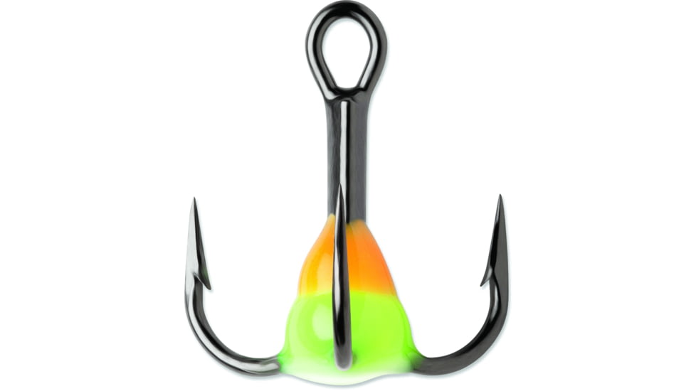 VMC Glow Resin Treble Hook, Black Nickel, 1x, Orange Chartreuse, Size 6, Pack Of 2, GRT6OCGLPP