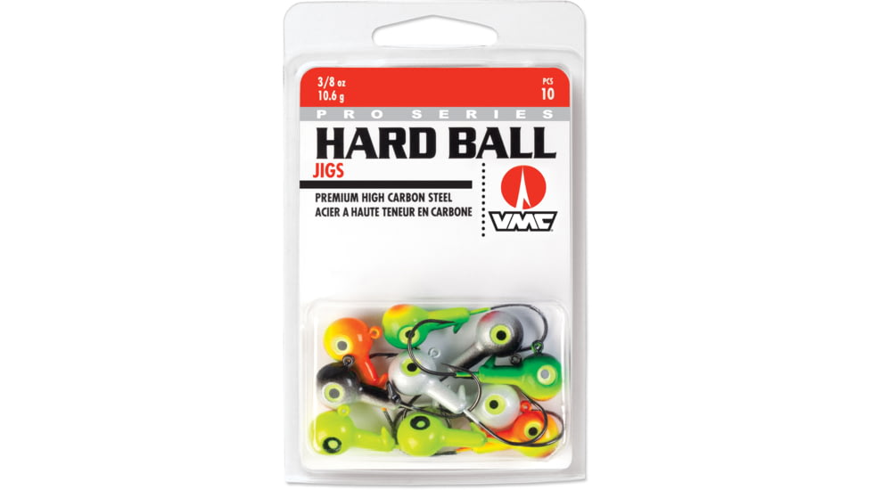 VMC Hard Ball Jig, Sinking 3/8 oz, #2/0 Hook, Assorted, 25pk, HBJ38VP