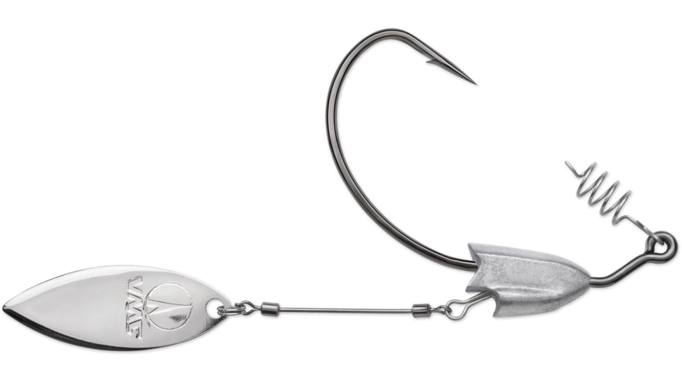 VMC Heavy Duty Weighted Willow Swimbait Hook, 3/16oz, Adjustable Spinner Arm, Hi Carbon Steel, Black Nickel, Size 4/0, HDWWS316#4/0BNPP