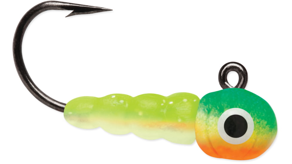 VMC Larvae Jig, 1/100 oz, Green Orange Glow, LVJ1100GOGL