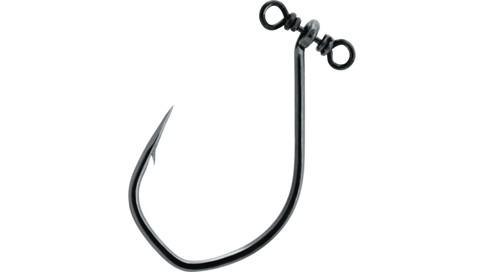VMC Spinshot Drop Shot Hook, Spark Point Barbarian Bend, Light Wire, Up Eye, Black Nickel, Size 2/0, 4 Per Pack, 7119SS#2/0PP