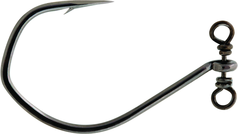 VMC Spinshot Drop Shot Hook, Spark Point Barbarian Bend, Light Wire, Up Eye, Black Nickel, Size 6, 5 Per Pack, 7119SS#6PP