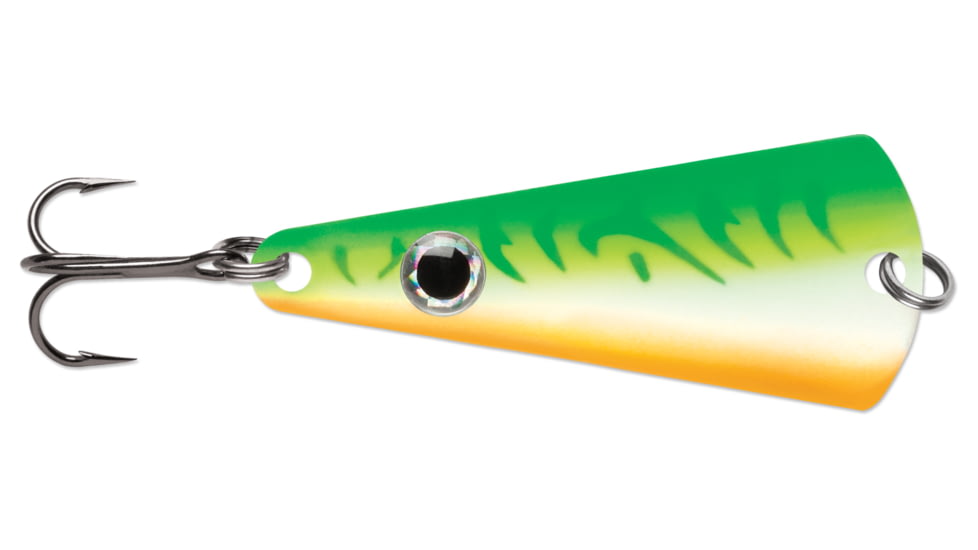 VMC Tingler Spoon 1/16 oz, Glow Green Fire UV, TGS116GGFU