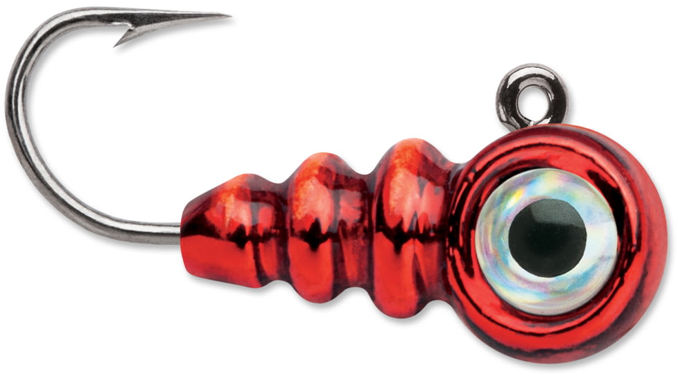 VMC Tungsten Larv Eye Jig, 1/32 oz, #12HK, Glow Metallic Red, 2pk, TLEJ132GMR