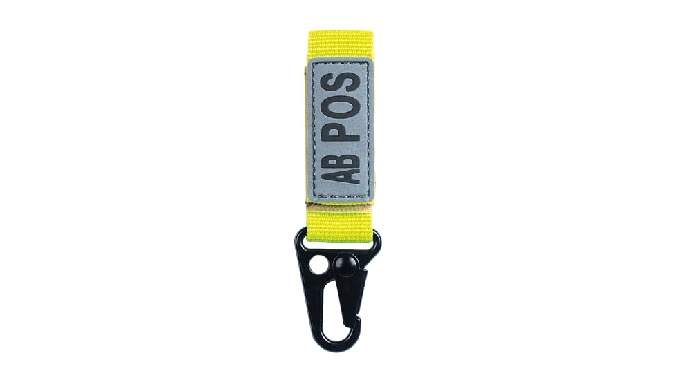 Voodoo Tactical Embroidered Blood Type Tags Ab+, Black Letters, Hi-Viz Yellow Webbing, 20-9728101000