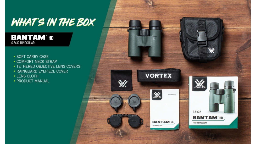 Vortex Bantam HD 6.5x32mm Youth Binocular, Green, BTM-6532