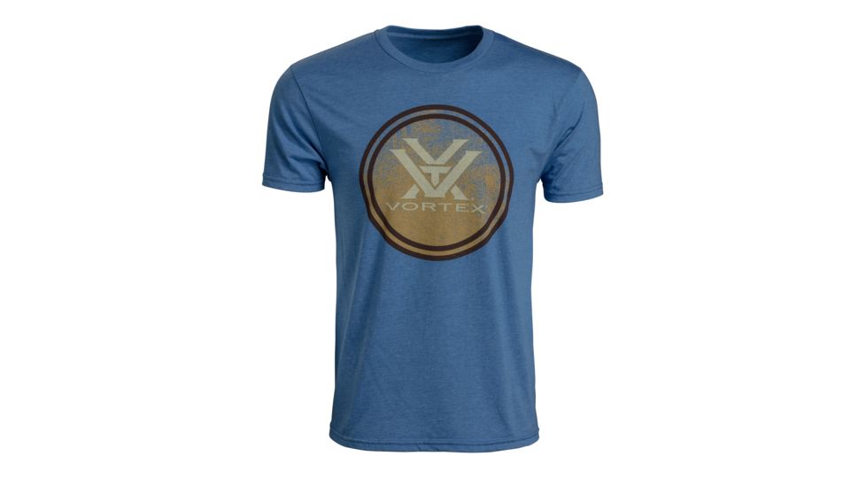 Vortex Men's SS Faded Chest Logo Tee, Royal Heather, L 219060-NAH-L