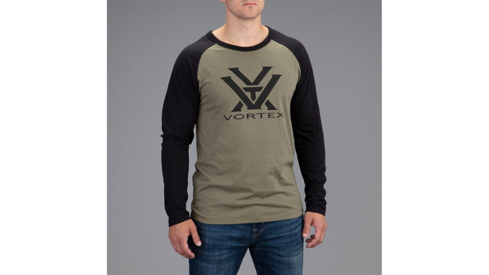 Vortex Raglan Core Logo Long Sleeve T-Shirt - Mens, Military Heather, Extra Large, 220-49-MIHXL