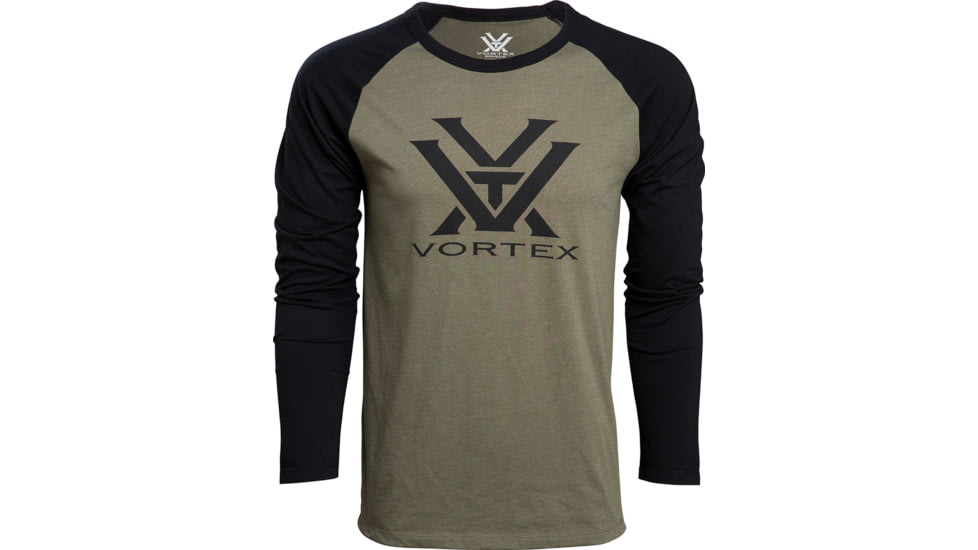 Vortex Raglan Core Logo Long Sleeve T-Shirt - Mens, Military Heather, Extra Large, 220-49-MIHXL