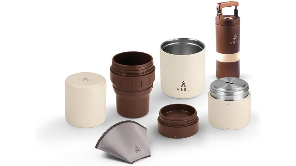 VSSL Nest Pour-Over Coffee Kit w/Java G25 Grinder Gift Set, Cream/Coffee, B145251-000