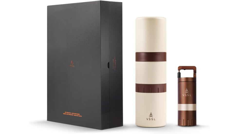 VSSL Nest Pour-Over Coffee Kit w/Java G25 Grinder Gift Set, Cream/Coffee, B145251-000