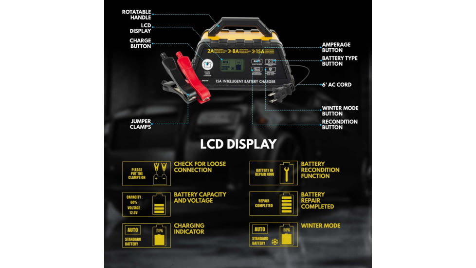 Wagan 15-Amp 6-Stage Intelligent Battery Charger, 7407