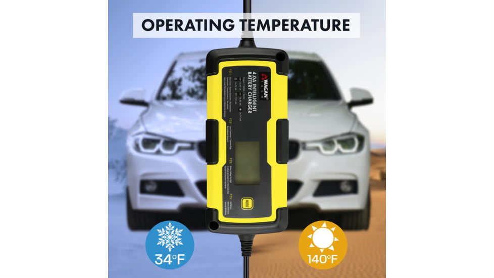 Wagan 4A Intelligent Battery Charger, Yellow, One Size, EL7403
