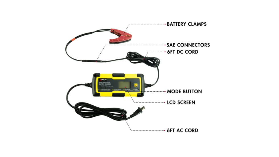 Wagan 4A Intelligent Battery Charger, Yellow, One Size, EL7403