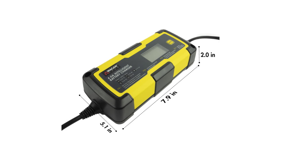 Wagan 4A Intelligent Battery Charger, Yellow, One Size, EL7403