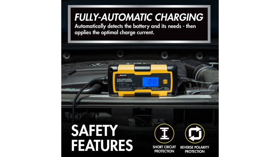 Wagan 4A Intelligent Battery Charger, Yellow, One Size, EL7403