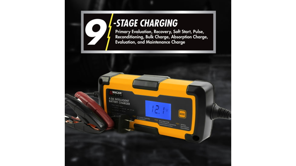 Wagan 4A Intelligent Battery Charger, Yellow, One Size, EL7403