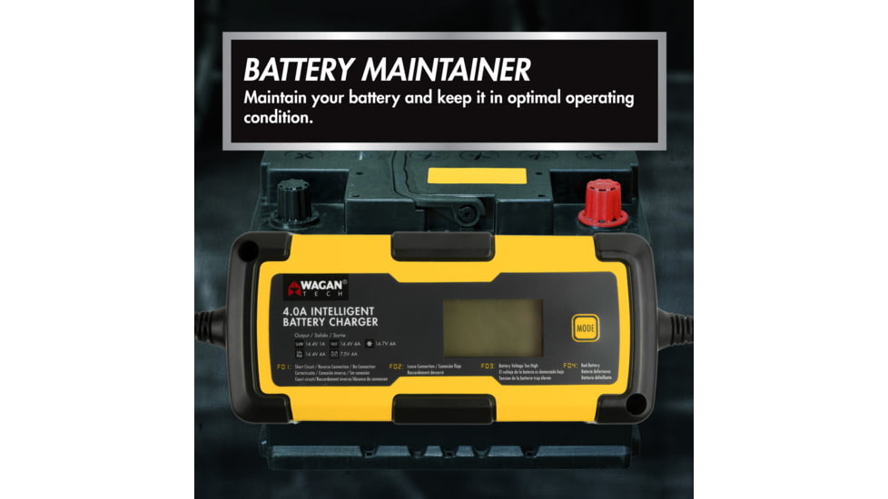 Wagan 4A Intelligent Battery Charger, Yellow, One Size, EL7403