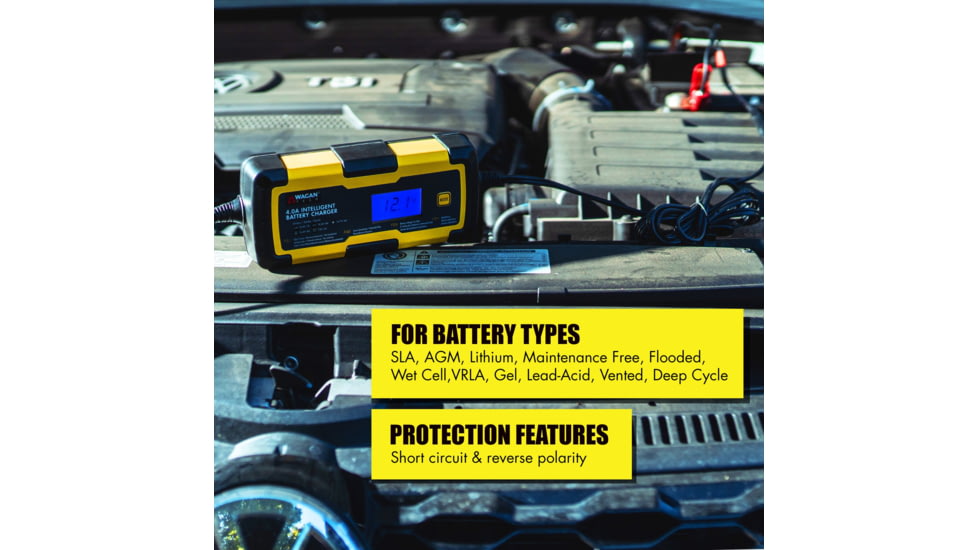 Wagan 4A Intelligent Battery Charger, Yellow, One Size, EL7403