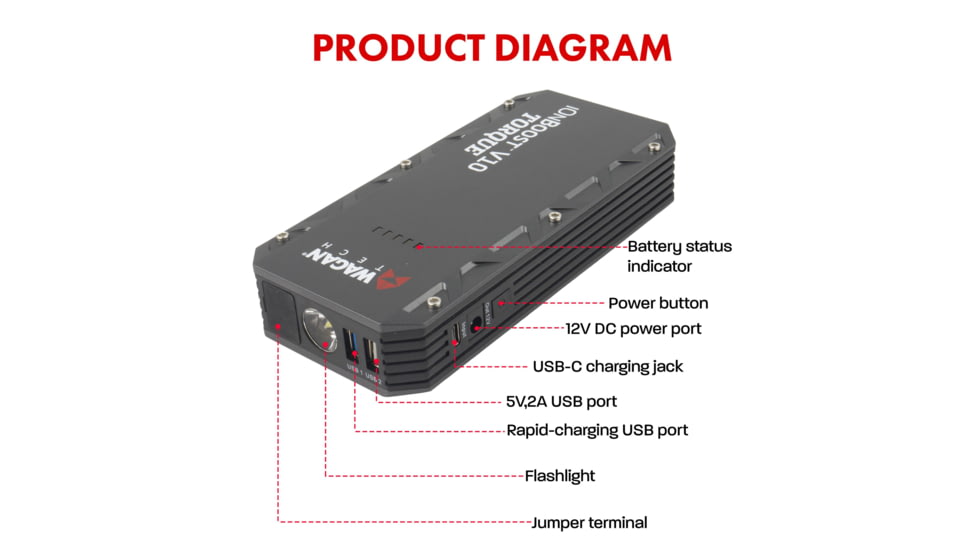 Wagan iOnBoost V10 Torque, Gray, One Size, EL7507