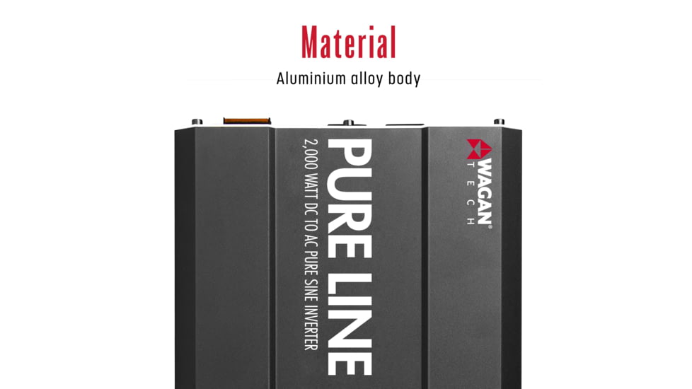 Wagan Pure Line 2000W Pure Sine Inverter, ETL, Black, One Size, EL3808