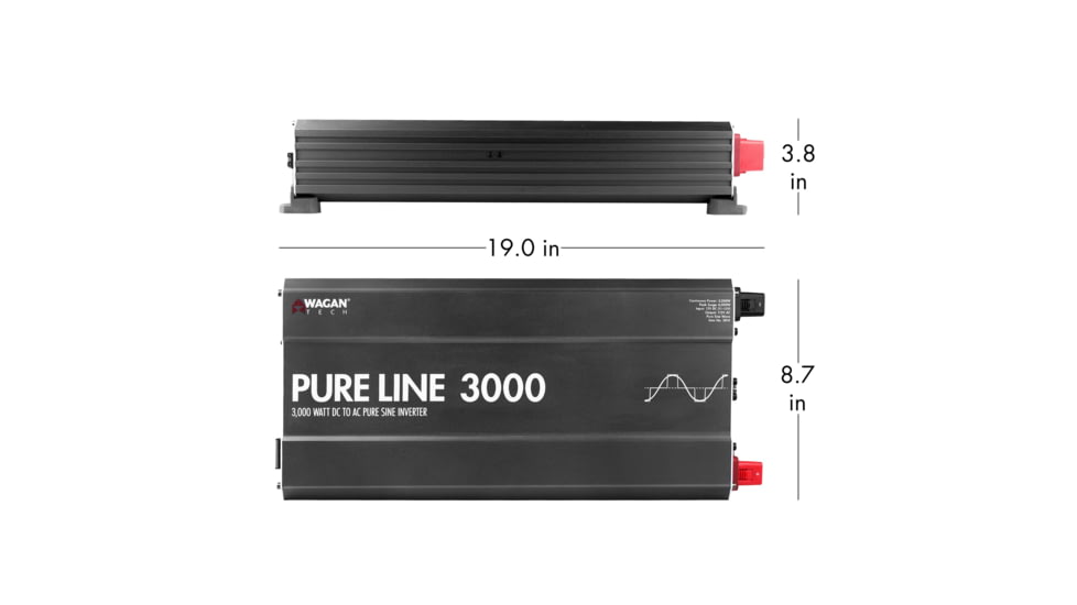 Wagan Pure Line 3000W Pure Sine Inverter, ETL, Black, One Size, EL3810
