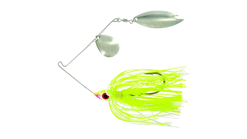 Wahoo Fishing Products Promo Spinnerbait, Colorado/Willow Blade, 4/0 Hook, Chartreuse, 1/4oz, Bulk, WAH-PCW146-10
