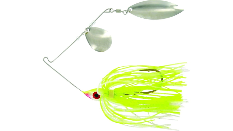 Wahoo Fishing Products Promo Spinnerbait, Colorado/Willow Blade, 4/0 Hook, Chartreuse Shad, 1/4oz, Bulk, WAH-PCW146-CS