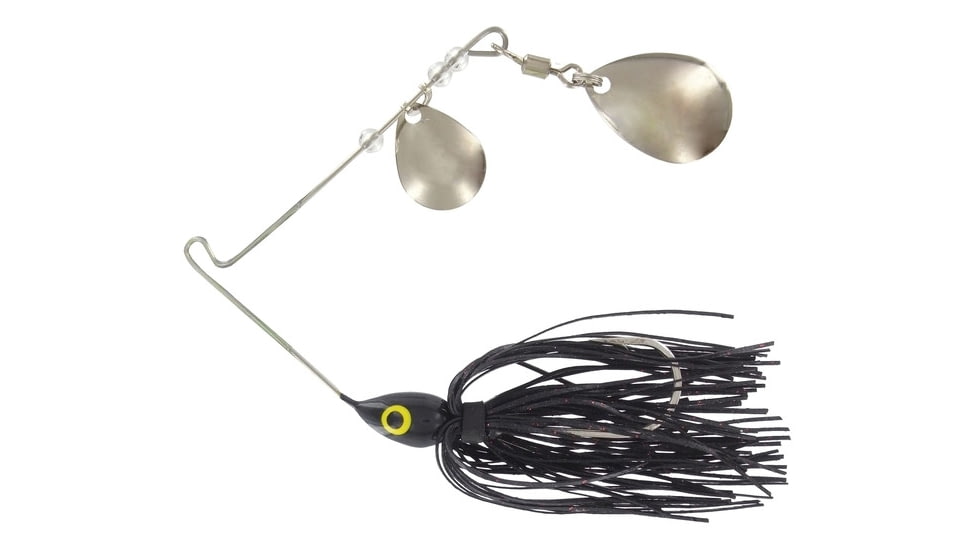 Wahoo Fishing Products Promo Spinnerbait, Double Colorado Blade, 4/0 Hook, Black, 1/4 oz, WAH-PCC14-3