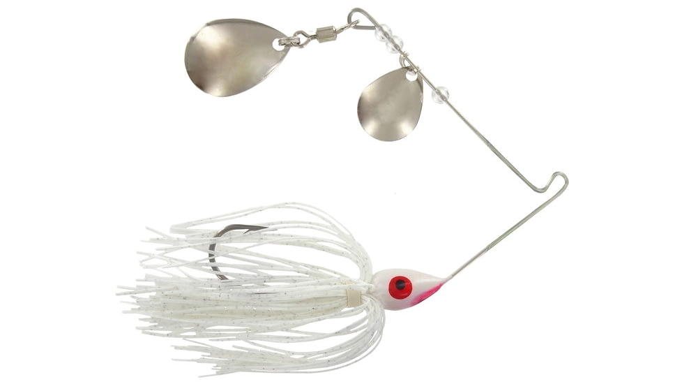 Wahoo Fishing Products Promo Spinnerbait, Double Colorado Blade, 4/0 Hook, White, WAH-PCC38-1