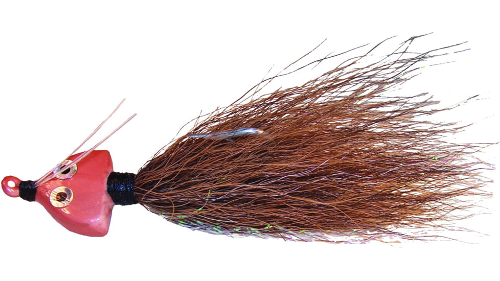 Wahoo Fishing Products Wahoo Bonefish Bucktail Jig, 1/4 oz, 1/0 Hook Twin Mono Weedguard, Brown, 1/Card, WAH-BFB14-BN