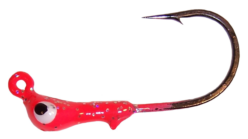 Wahoo Fishing Products Wahoo JerkJig Jighead 1/4 oz, 3/0 Black Nickel Hook Orange Silver Flake, 4/Card, WAH-JJ14-8S