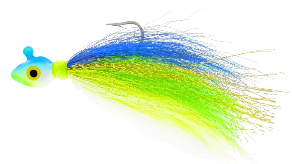 Wahoo Fishing Products Wahoo Saltwater FlashN Bucktail Jig 1/2oz Dorado Wedge Style Head Painted Dbl Eye, WAH-SFB12-DO