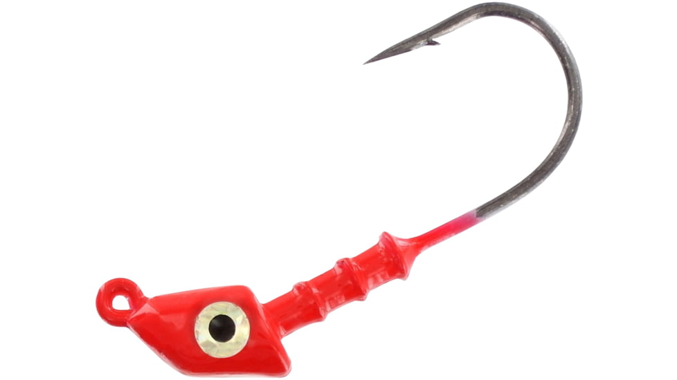 Wahoo Fishing Products Wahoo Salty Flats Jighead, 1/8 oz, 3/0 Hook, Red 4/Card, WAH-SFH18-9