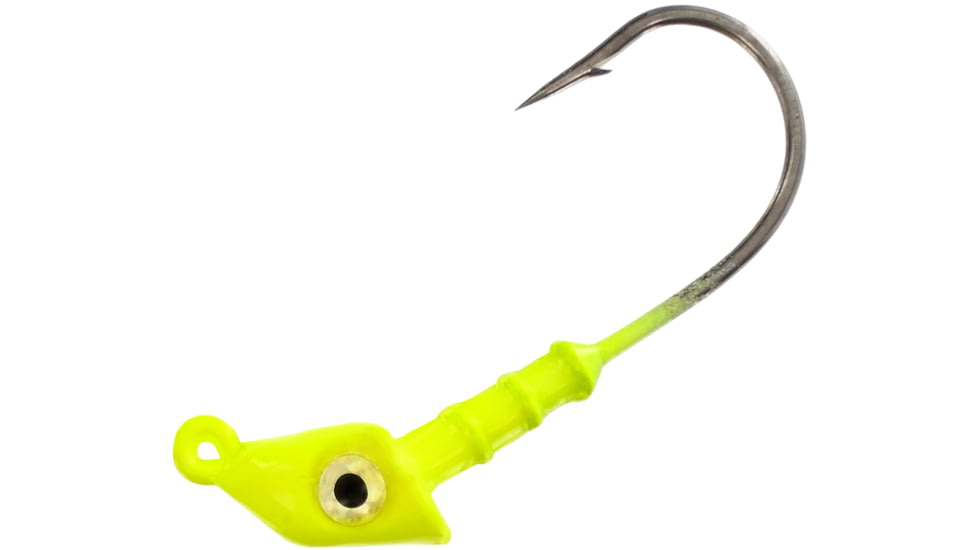 Wahoo Fishing Products Wahoo Salty Flats Jighead, 3/8 oz, 3/0 Hook Chartreuse, 4/Card, WAH-SFH38-10