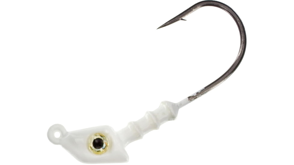 Wahoo Fishing Products Wahoo Salty Flats Jighead, 3/8 oz, 3/0 Hook, White 4/Card, WAH-SFH38-1