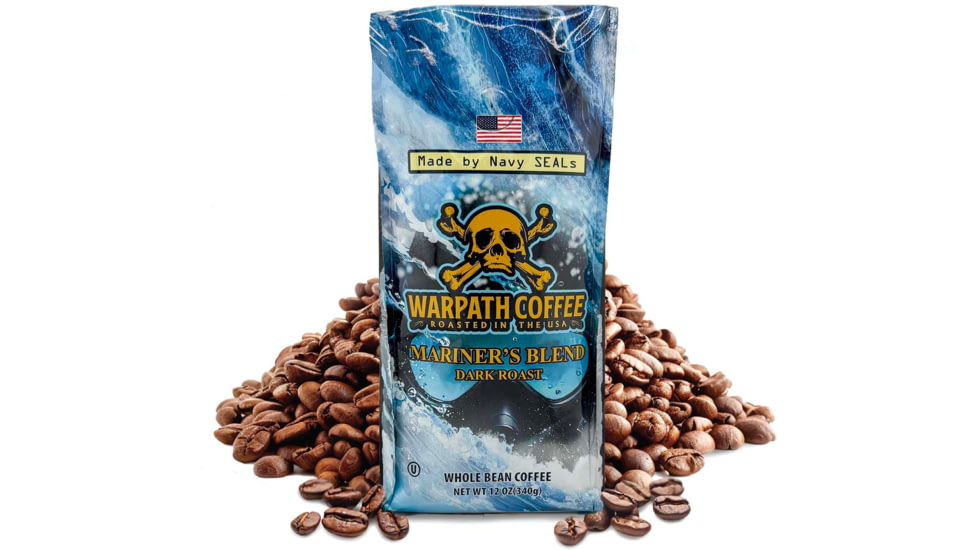 Warpath Coffee Mariner's Blend Whole Bean Coffee, Dark Roast, Black, 12 Ounce, 103, 103