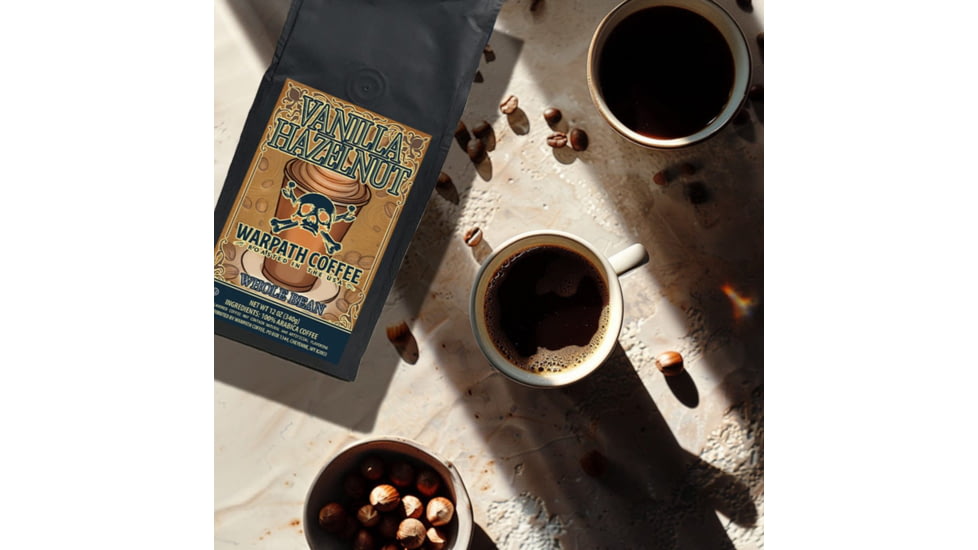 Warpath Coffee Vanilla Hazelnut Whole Bean Coffee, Light Roast, Black, 12 ounce, 113, 113