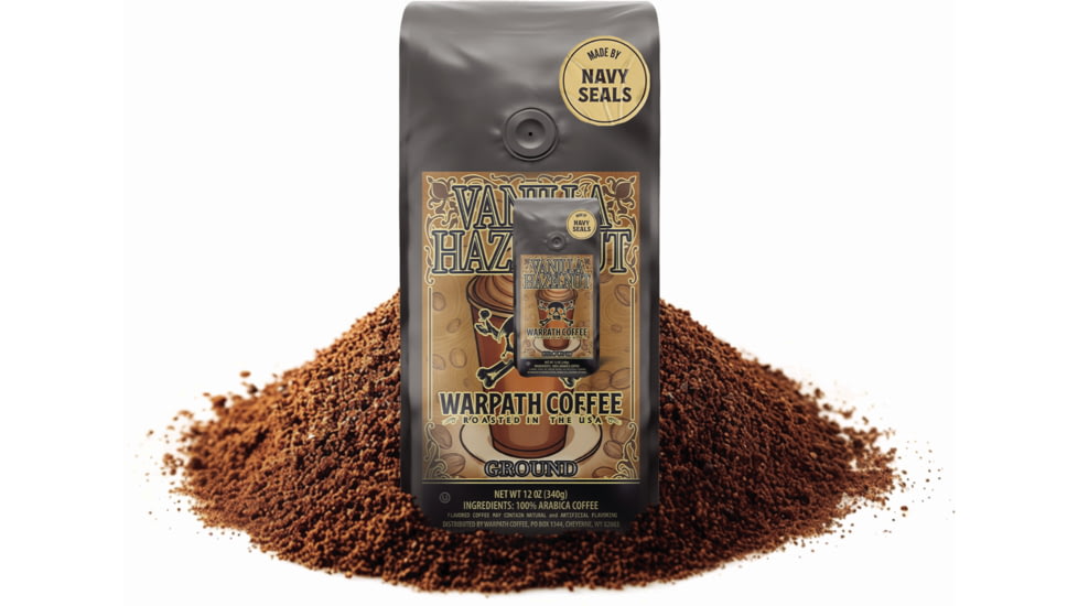 Warpath Coffee Vanilla Hazelnut Ground Coffee, Light Roast, Black, 12 ounce, 114, 114