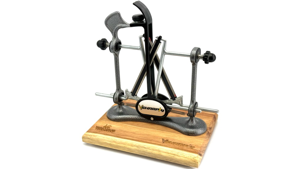 Warthog Sharpeners Elite A4 Knife Sharpener w/ Wooden Base, Gunmetal Grey, EA4GG